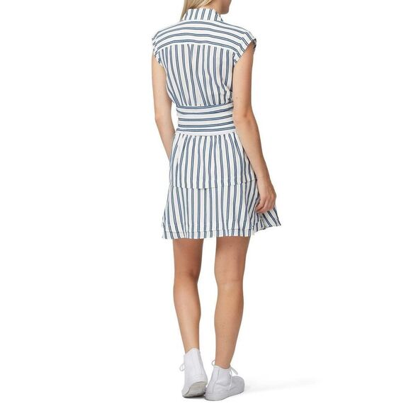 Derek Lam 10 Crosby Shirt Dress Women's 6‎ White Blue  Striped Tie Waist Mini - Picture 2 of 15